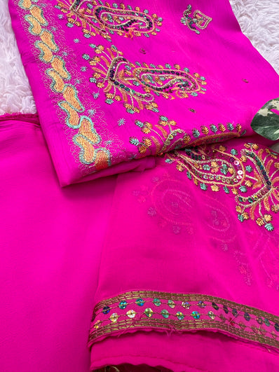 Unstitched Suit Material- 155 Pink