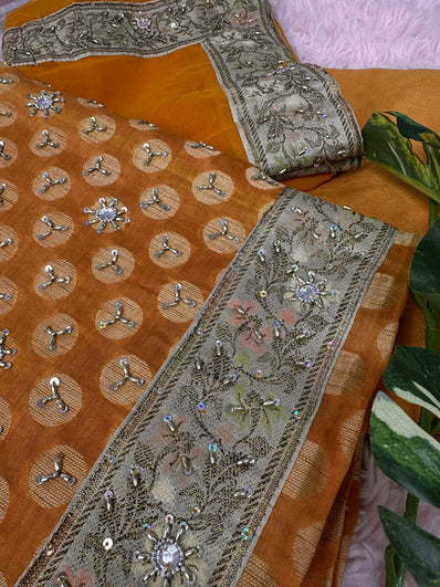 Unstitched Suit Material- 147 Mustard