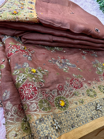 Unstitched Suit Material- 160 Brown