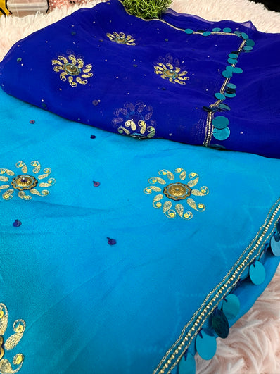 Unstitched Suit Material- 169  Blue