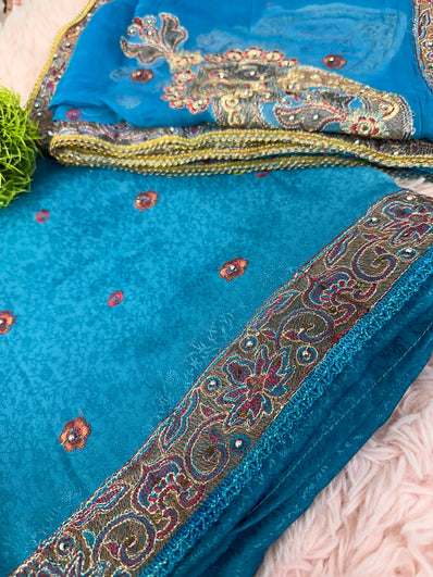 Unstitched Suit Material- 162 Light Blue