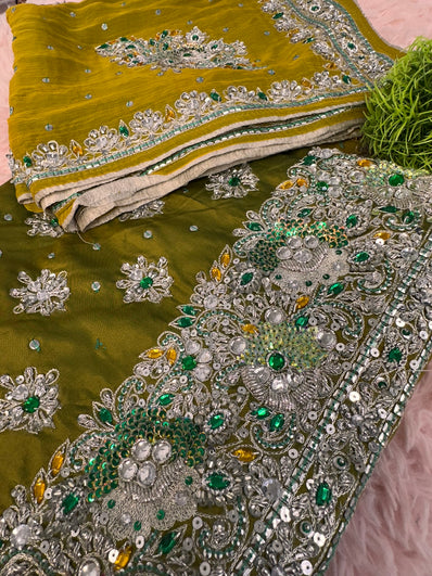 Unstitched Suit Material- 165 Green