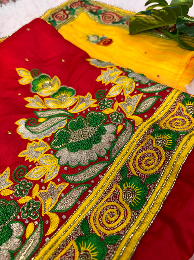 Unstitched Suit Material- 190 Red