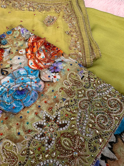 Unstitched Suit Material- 189 Olive Green