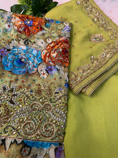 Unstitched Suit Material- 189 Olive Green