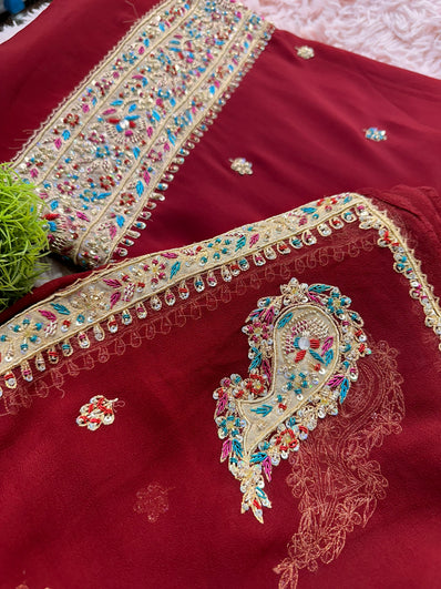 Unstitched Suit Material- 181 Maroon