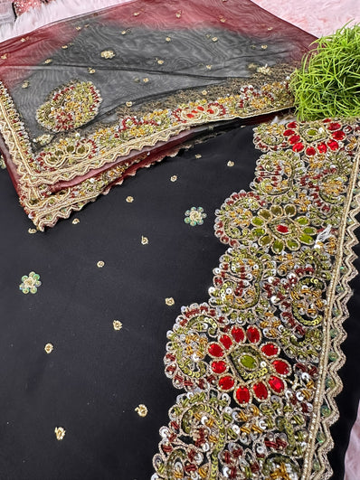 Unstitched Suit Material- 180 Black