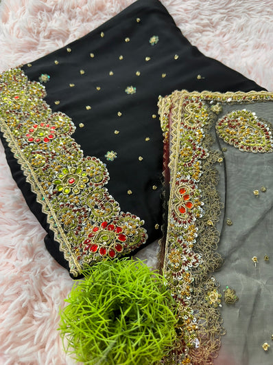 Unstitched Suit Material- 180 Black