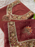 Unstitched Suit Material- 176 Indian Red