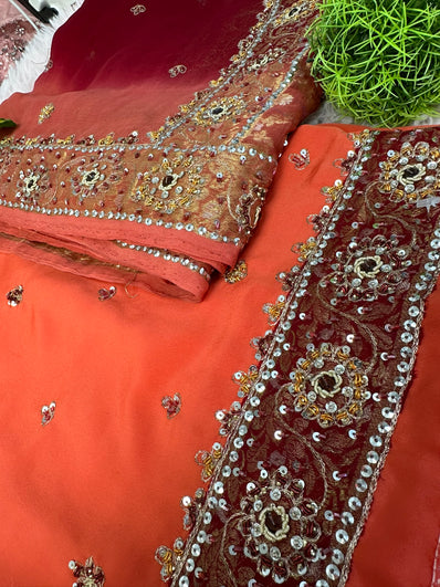 Unstitched Suit Material- 178 Dark Coral