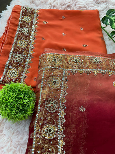 Unstitched Suit Material- 178 Dark Coral