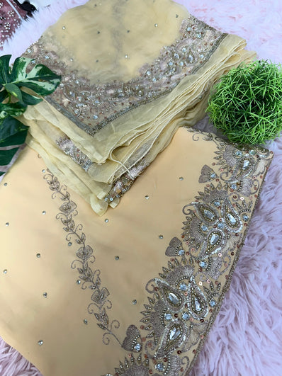 Unstitched Suit Material- 179 Pale Gold