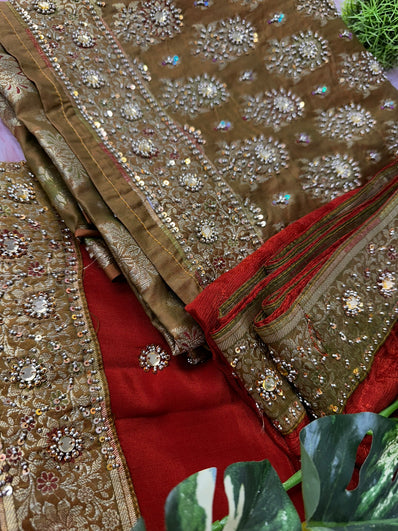 Unstitched Suit Material- 192 Dark Olive