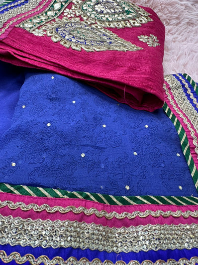 Unstitched Suit Material- 195 Hot Pink