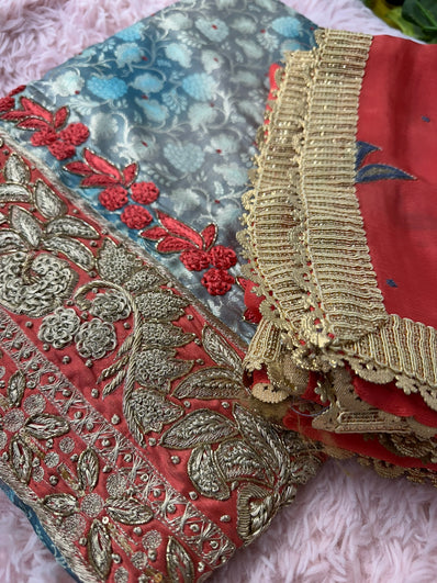 Unstitched Suit Material- 207 Light Blue