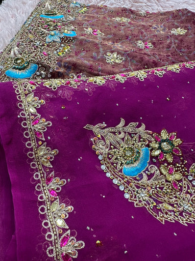 Unstitched Suit Material- 209 medium Orchid