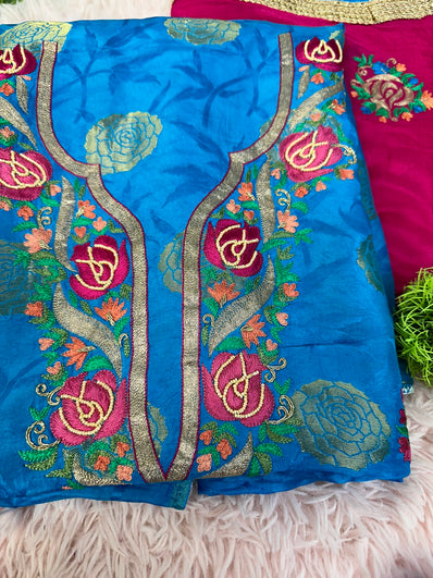 Unstitched Suit Material- 203 Blue