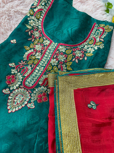 Unstitched Suit Material- 200 Green