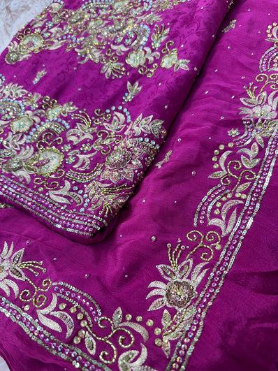 Unstitched Suit Material- 235 Dark Fuschia
