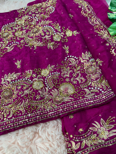 Unstitched Suit Material- 235 Dark Fuschia