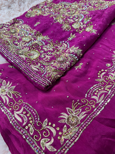 Unstitched Suit Material- 235 Dark Fuschia