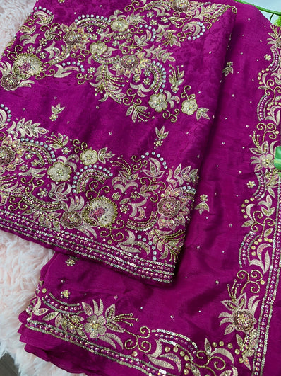 Unstitched Suit Material- 235 Dark Fuschia