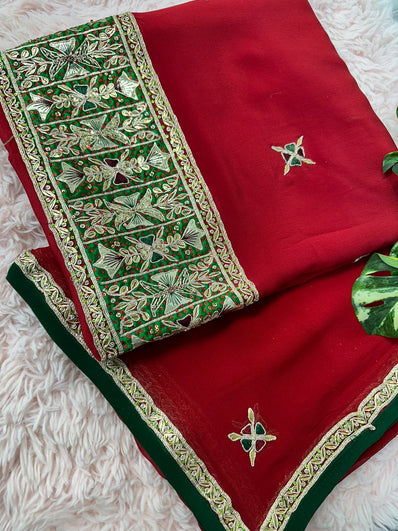 Unstitched Suit Material- 225 Red