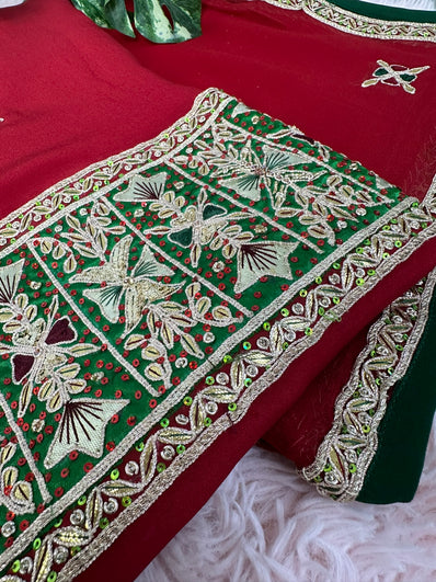 Unstitched Suit Material- 225 Red