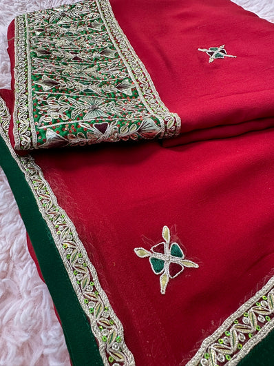 Unstitched Suit Material- 225 Red