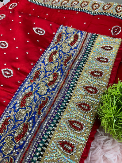 Unstitched Suit Material- 224 Red