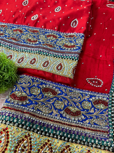 Unstitched Suit Material- 224 Red