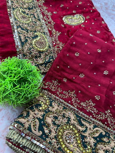 Unstitched Suit Material- 221 Maroon