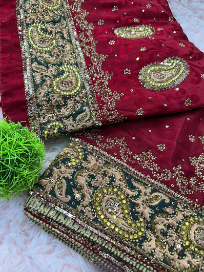 Unstitched Suit Material- 221 Maroon