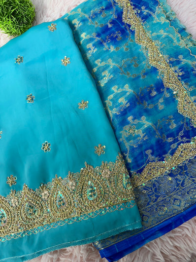 Unstitched Suit Material- 228 Light Blue