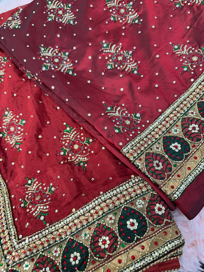 Unstitched Suit Material- 223 Maroon