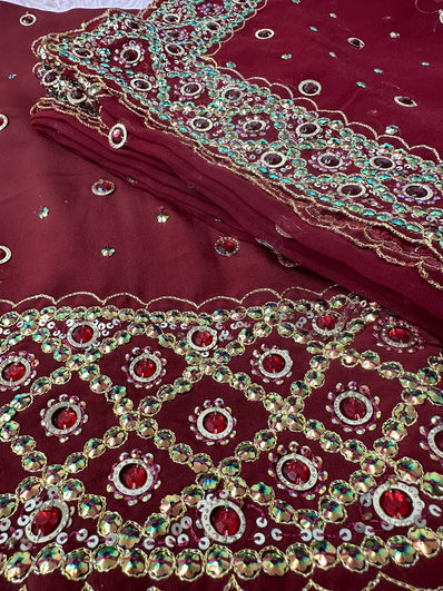 Unstitched Suit Material- 226 Maroon