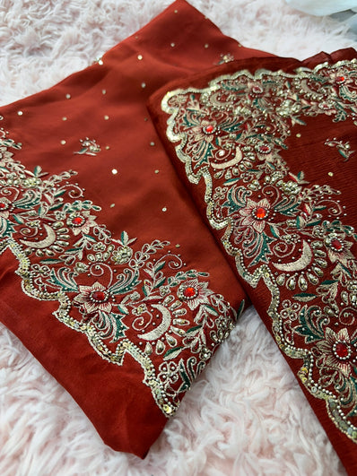 Unstitched Suit Material- 236 Rust