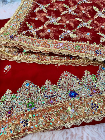 Unstitched Suit Material- 237 Red