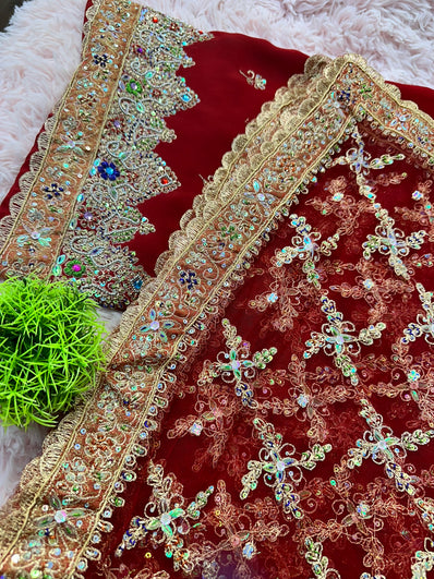 Unstitched Suit Material- 237 Red