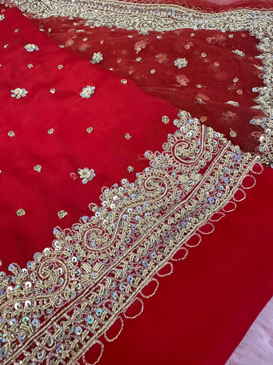 Bridal Unstitched Suit Material- 215 Red