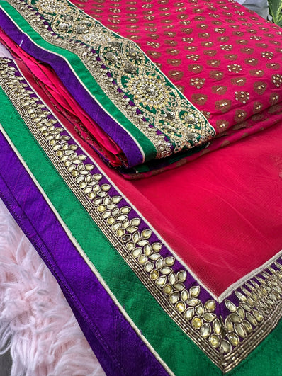 Unstitched Suit Material- 219 Crimson