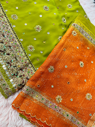 Unstitched Suit Material- 229 Green