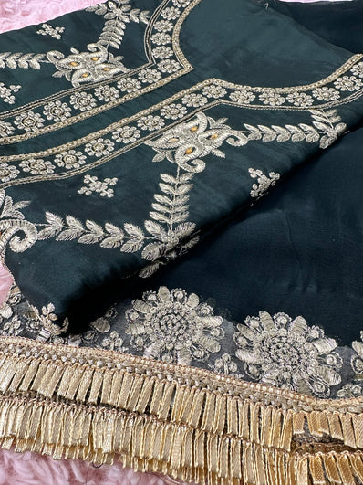 Unstitched Suit Material- 265 Forest Green