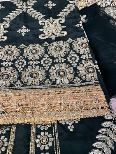 Unstitched Suit Material- 265 Forest Green