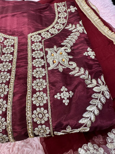 Unstitched Suit Material- 265 Maroon