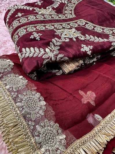 Unstitched Suit Material- 265 Maroon