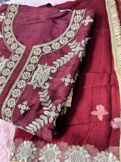 Unstitched Suit Material- 265 Maroon
