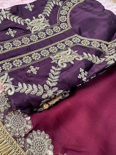 Unstitched Suit Material- 265 Plum