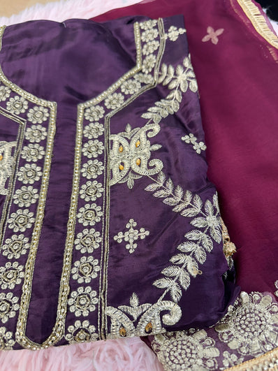 Unstitched Suit Material- 265 Plum