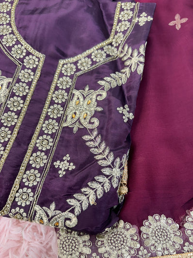 Unstitched Suit Material- 265 Plum